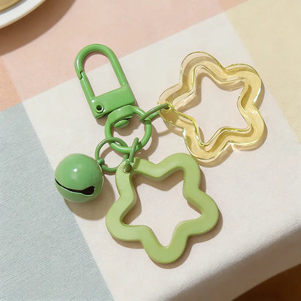 Acrylic Creative Cute Hollow Design Star Bell Keychain Pendant For Men Women Bag Charm Car Keychain Accessories Jewelry Gifts