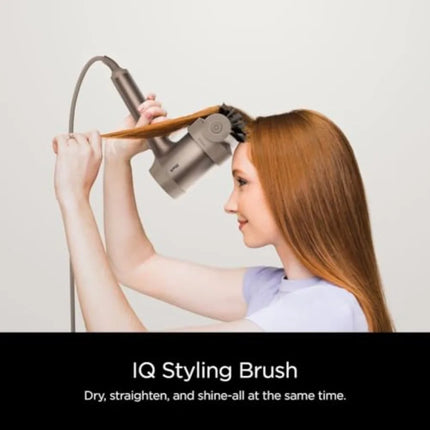 Hair dryer for home use, ceramic-coated, stone color, fast-drying with IQ 2-in-1 concentrator, styling brush, deep diffuser, io