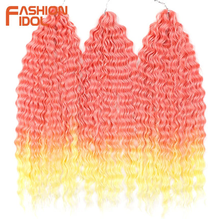 22 inch Curl Hair 300g/3pcs Water Wave Twist Crochet Hair Synthetic Braid Hair Ombre Blonde Deep Wave Braiding Hair Extensions