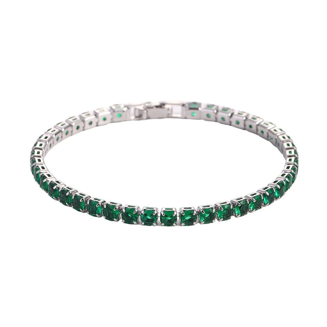 Luxury Hiphop Iced Out 4mm Cubic Zirconia Crystal Tennis Bracelets For Women Men Gold Color Silver Color Bracelet Chain Jewelry