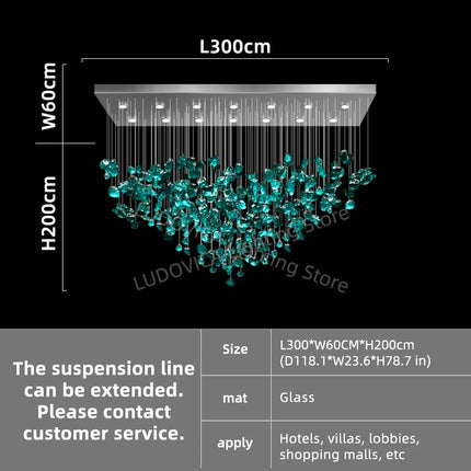 Hotel Sales High Ceiling Chandelier Lobby Restaurant Corridor Creative Hotel Engineering Glass Art Lighting Industry Chandelier
