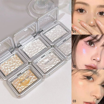 LEEINTO Dreamy Highlighting Powder: 3D Effect for a Natural, All-Over Glow - Multi-Purpose Compact Powder for Blush, Contour,
