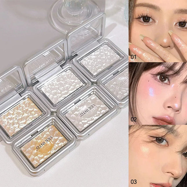 LEEINTO Dreamy Highlighting Powder: 3D Effect for a Natural, All-Over Glow - Multi-Purpose Compact Powder for Blush, Contour,