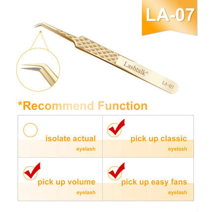 Lashtalk Precision Fiber Tip Tweezer Eyelash Extensions Diamond Grip Anti-Slip Premium Gold Stainless Steel Makeup From Nagaraku