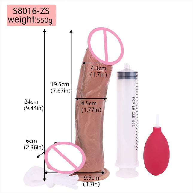 SXXY Skin-Like Realistic Squirting Dildo Silicone Water Spray Anal Plug G-spot Stimulation Adult Pleasure Toys for Men Women