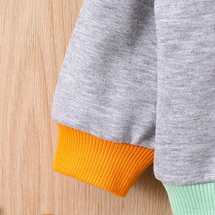 New Autumn Baby Boy Patchwork Casual Hoodie Set Boy Outdoor Sports Long-Sleeved Tight-Fitting Long Pants 2-Piece Set