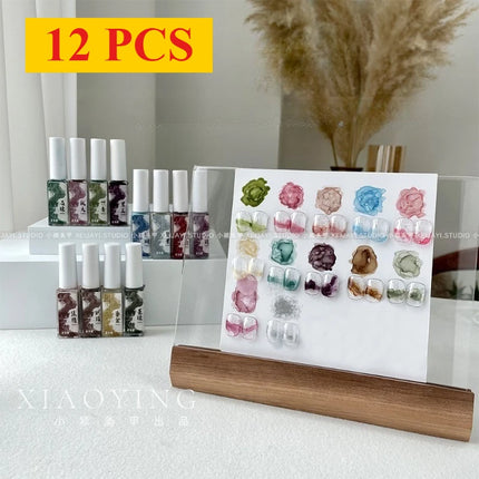 New 1/12/15PCS Blooming Nail Polish Marble Nail Ink Tint Gel Watercolor Nail Art Blossom Gel Permanent Soak Off UV Gel Varnish