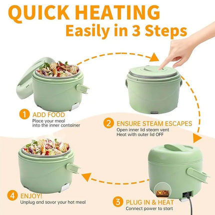 M04K Portable 80W Electric Lunch Box, 40 Oz Spill-Free Food Warmer Heater For Office For Work& Car Travel US Plug Meal
