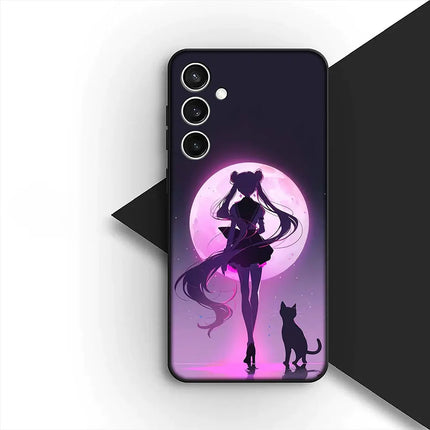 Casing Phone Cover for Samsung Galaxy S22 S21 S20 FE Ultra Plus A07 A17 A15 A16 A25 A57 A37 Case  S-SailorS Anime Girl Moons