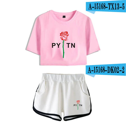 Youthful Payton Moormeier T-shirts shorts Pants Dew navel Sport Girls Short Sleeve Suits Sexy Girls Summer Two Pieces sets
