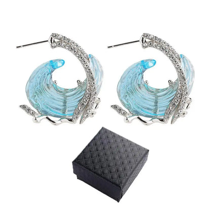 1/3PCS Ocean's Oath Wave Decorative Ring Necklace Earrings Jewelry Set For Women Gift Fashion Sky Blue Decoration Jewelry Gift
