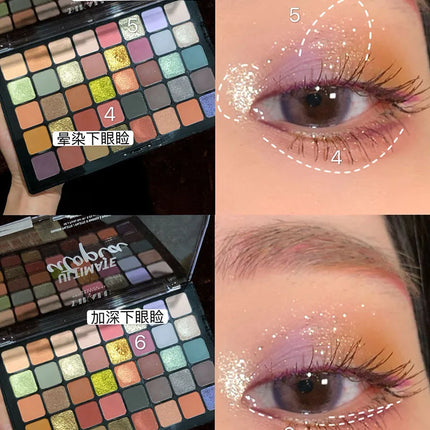 Shimmer Eyeshadow Palette 40 Colors Eye Shadows Matte Glitter Pigment Eye Shadows Wterproof Korean Eye Makeup Palette Cosmetics