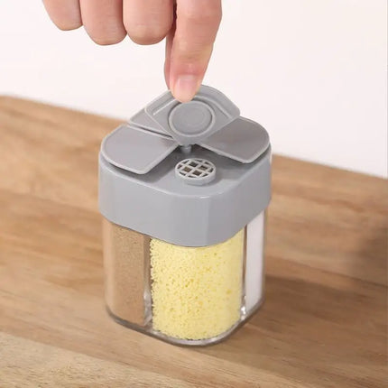 4-In-1 Transparent Spice Dispenser Jar with Lids 4 Compartment Seasoning Container Outdoor Cooking Restaurant Kitchen Containers