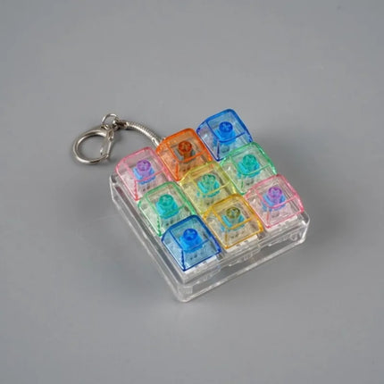 1PCS 9 Keys Keyboard Keychain Stress-Relief Toys Mechanical Button for People with Anxiety Office Desk Accessory