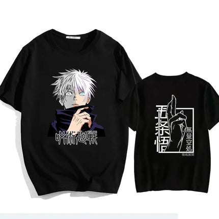Jujutsu Kaisen Satoru Gojo Unisex Pure Cotton T-shirt 2026 Summer Anime Print Loose Casual Parent-child Short Sleeved Top