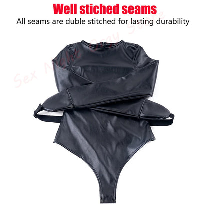 Arm Binder Glove Sleeves,Behind Back Bondage Armbinder,BDSM Leather Handcuffs Straight Jacket,Sex Toys For Couples