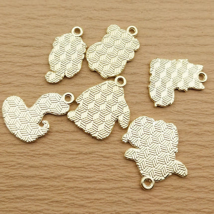 10pcs Cute Cat Rabbit Snake Sheep Charm Jewelry Accessories Enamel Necklace Earring Pendant Diy Making Alloy Metal Gold Plated