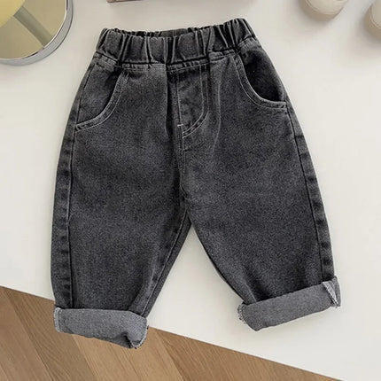 Spring Autumn New Baby Pants Casual Denim 12M-5T Kids Boys Straight Jeans Soft Toddler Girls Fashion Trousers