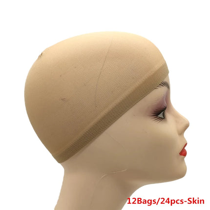1/6/12bags Ventilated Nylon Mesh Nude Stocking Wig Cap Hairnets Stretchy Close End Super Extra Thin Skin Breathable Wig Cap