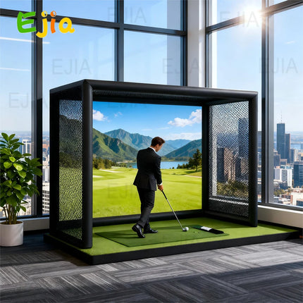 Newly Portable Inflatable Golf Simulator Enclosure Indoor/Outdoor Golf Practice Swing Tent with Projection Screen for Training