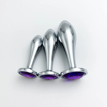 Metal Drop Anal Plug For Women Stainless Steel Three Sizes Jewel Base Butt Plug G-point Massage Adult Sex Toys Male/Famale Gay