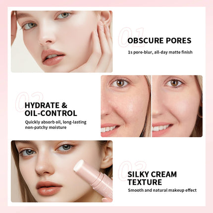Blur Stick Like Baby Skin Instant Pore Eraser Primer Makeup Long-Lasting Oil Control Moisturizing Matte Finish Blur Pores Makeup