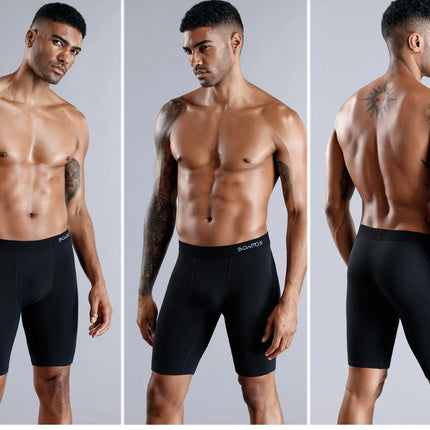 4-pack men's long boxer briefs plus size men's sexy long-leg cotton underpants fashion men's trunk briefs