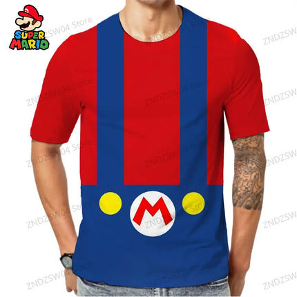 Men's Children's T-Shirt Mario Y2k 2024 Streetwear Anime Short Sleeve Tops Mens Clothes Quick Dry 110-6XL Harajuku Style Fashion