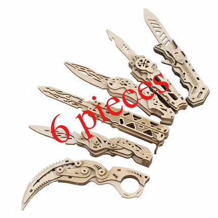 Explosions Laser Folding 3D Hand-made Jigsaw Puzzle Wooden Assembling Parent-child Butterfly Model Knife Boy Gift
