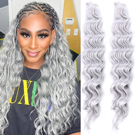 20“Deep Curly Synthetic Hair Deep Wave Bulk Crochet Braid Black Ombre Blue Brown Gray Green Purple Color Twist Braiding Hair