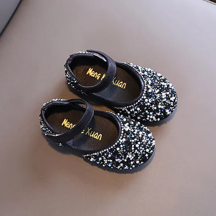 Autumn Girls Rhinestone Leather Shoes 2022 Spring Pearl Bow Princess Shoes Soft Children Baby Toddler Single Shoes G06