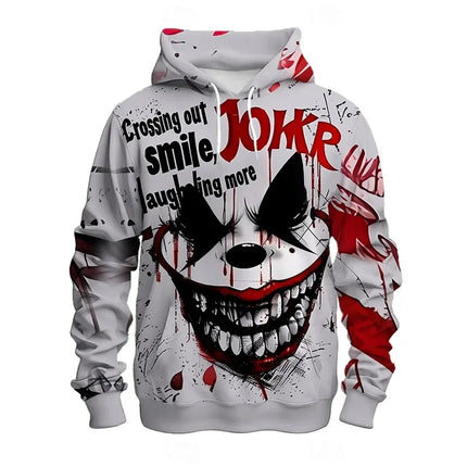 Men's expression Hoodies Sweatshirt Fashion Long Sleeve Crew Neck 3D Print Party Holiday Streetwear White Drawstring Fall Hoodie