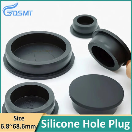 Black T-shaped silicone plug rubber hole cover dust-proof sealing, shock-absorbing foot pad  A-6.8mm~68.6mm