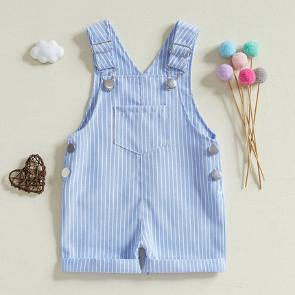 0-3Y Summer Toddler Baby Boys Girls Stripe Print Rompers Overalls Casual Sleeveless Button Playsuit Shorts Fashion Outfits