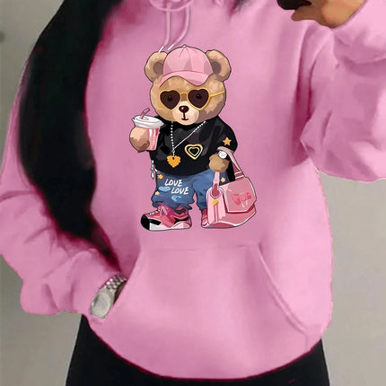 Cool Bear Sister Pattern Creative Design Women Clothes Creativity Fleece Hoodie Harajuku Pocket Pullovers Funny Autumn Hoody