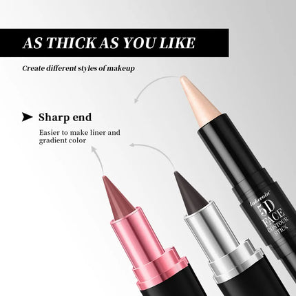 5D Perfect Makeup Set With Contouring Stick Eyeliner And Lipstick Easy Coloring Sweat-proof Long Lasting Daily Makeup Set