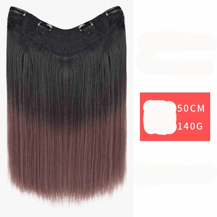 V-shaped one-piece synthetic 4 Clip In Hair Extensions Long Straight Hairstyle Hairpiece Colour 50CM Natural Fake Hair