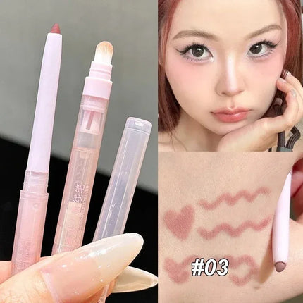 Double Headed Lip Liner Pencil Waterproof Matte Lipstick Contour Makeup Peach Pink Multi-purpose Lipliner Pencil Lips Cosmetic