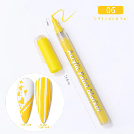 Nail Art Drawing Pen Graffiti Nail Acrylic Pen Waterproof Painting Liner DIY 3D Abstract Line Nail Art Beauty Tool Manicure