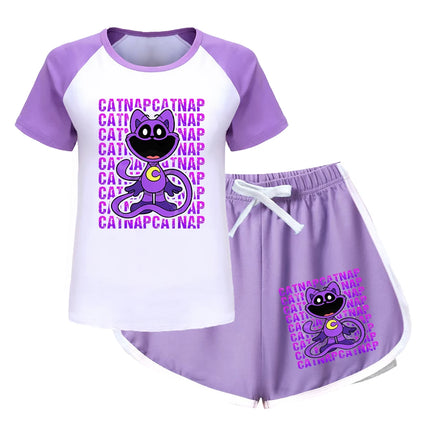 Smilings Critters Cat Outdoor Clothing Children Top Tracksuit for Girls Boutique Clothes for Trips Striped Children's Fashion