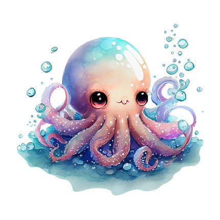 T769#Watercolor Octopus Wall Sticker Kids Room Background Home Decoration Mural Living Room Wallpaper Funny Decal