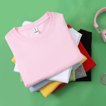 100% Cotton Solid T-shirts Men Women Short Sleeve Fashion Brand Trend Casual Soft Clothing Tees Customized Products Summer Tops
