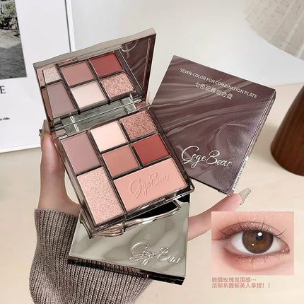 Gege bear Spring And Summer New Eyeshadow Palette Rosy Auto Focus Low Saturation Smoke Powder Rose Plate gifts