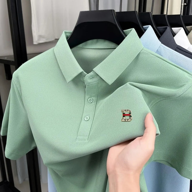 Luxury brand short sleeve men's polo shirt summer new breathable fashion letter embossed T-shirt high-end business casual top