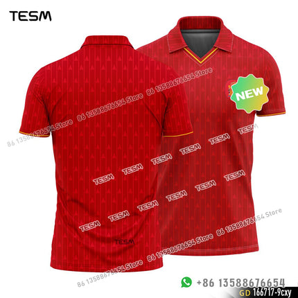 TESM Summer POLO Shirt Men Summer Sports V-neck T-shirt Street Trendy Short Sleeve 3D HD Print T-shirt