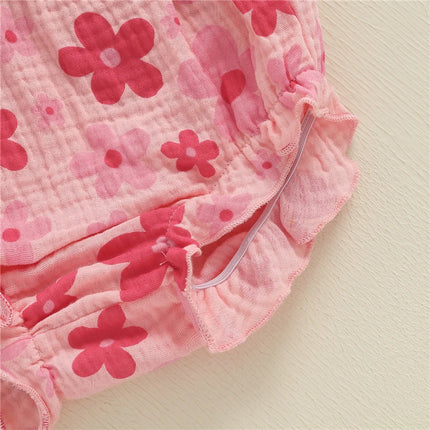 3pcs Summer Toddler Infant Baby Girl Casual Outfit Set Fly Sleeve Floral Print Tank Tops + PP Shorts Headband Baby Clothes