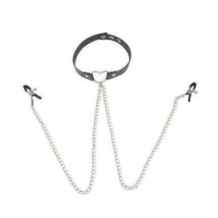 Woman Nipple Clamp Collar Leash BDSM Bondage Sex Toy Set Sexy Chocker Chain Bra Clip Set Adjustable Punk Piercing Jewelry