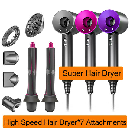 7 in 1 Hair Dryer Professional with Cold Hot Air Functionality Negative lon Blow Quick Dry Leafless Salon Home Hairdryer