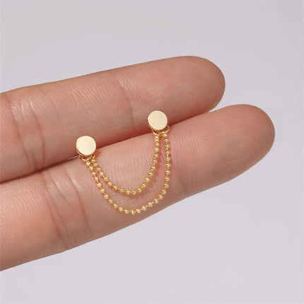 CANNER 1PC 925 Sterling Silver Chain Tassel Piercing Earrings Chain Charm Accessories For Woman Shiny Earring Fine Jewelry Gift