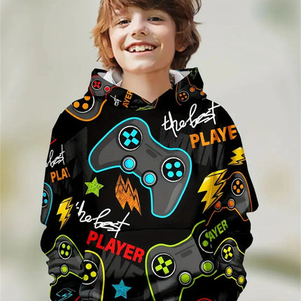 Child Sweatshirt Boys' Fashion Motocross Racing 3D Printed Casual Hoodie Long Sleeve Polyester Sport Tops Pullover Kids Clothes